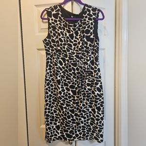 CAROLE LITTLE Faux Wrap Animal Print Dress Black/White Size 14 EUC